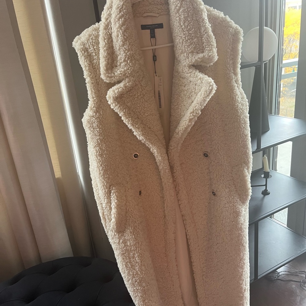 KAREN MILLEN longline Sherpa vest NWT US SIZE4